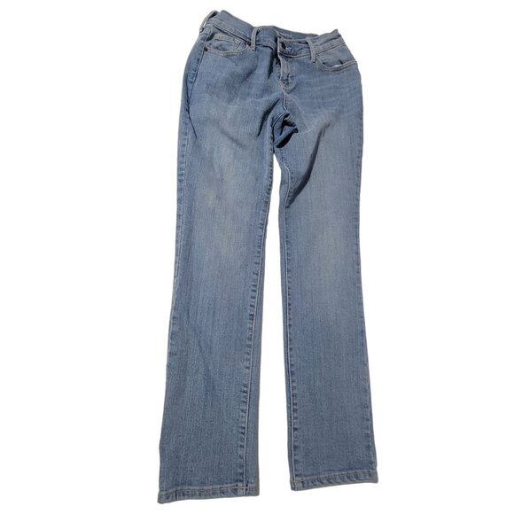 Old Navy Curvy Profile Mid Rise Jeans Womens Size 2 Straight Light Wash Denim - Picture 2 of 5